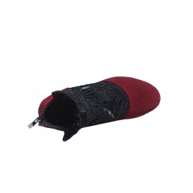 Lace Split Joint Chunky Heel Sandals Boots with Back Zip
