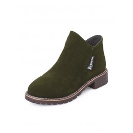 British Style Round Toe Comfortable Zip Low Heel Booties
