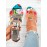 Colorful PVC Double Straps Rhinestone Chunky Heeled Sandals