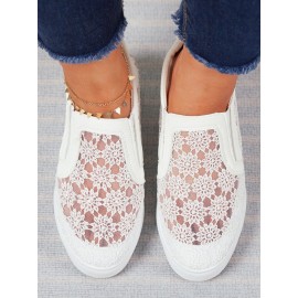 Flower Embroidery Detail Hidden Heeled Shoes