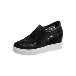 Flower Embroidery Detail Hidden Heeled Shoes