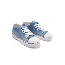 Women Breathable Flat Heel Canvas Lace-Up Shallow Shoes Casual EVA Canvas Shoes